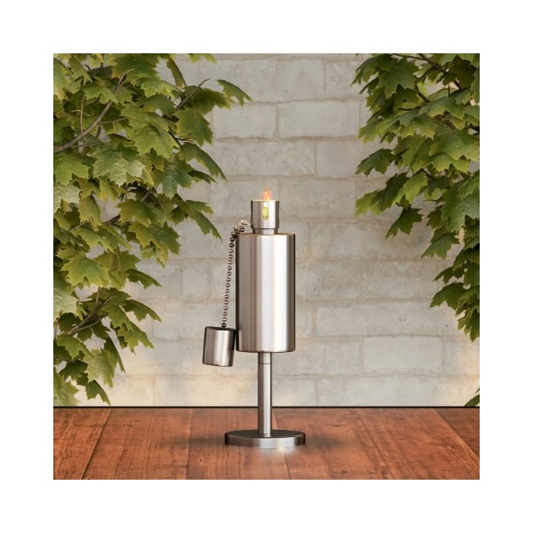 Nature Spring Tabletop Torch Lamp, 10.5" Stainless Steel Outdoor Fuel Canister Flame Light for Citronella 597551XDH - main